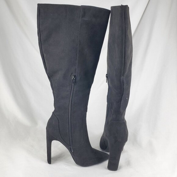 ❤Shoedazzle Women's Black Suede Evelina Knee High Boots Heeled Side Zip Size 7.5 - Picture 10 of 10